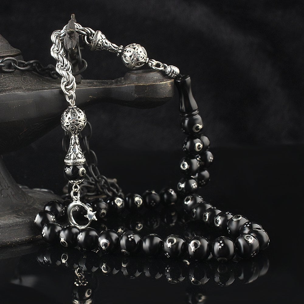 Silver Tasselled Gürcistan Oltu Stone Prayer Beads