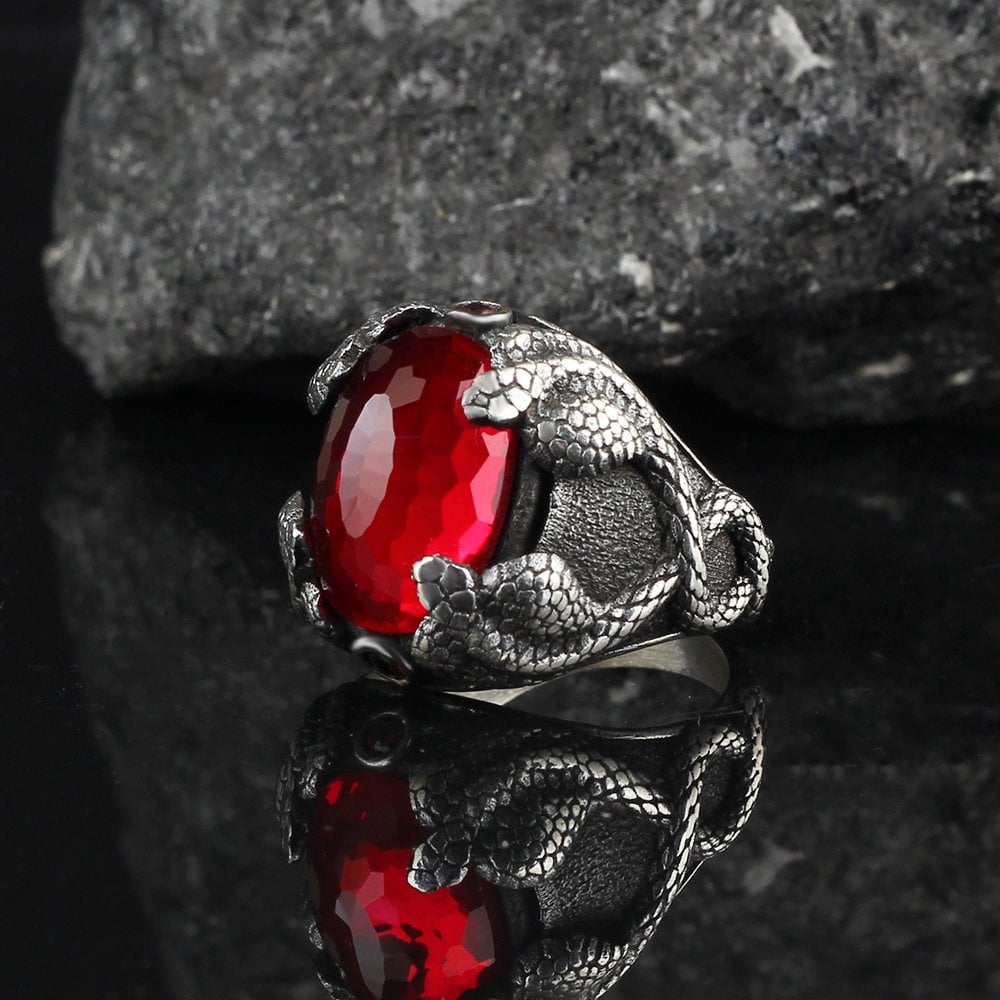 Kobra Zircon Stone-set 925 K Men's Silver Ring