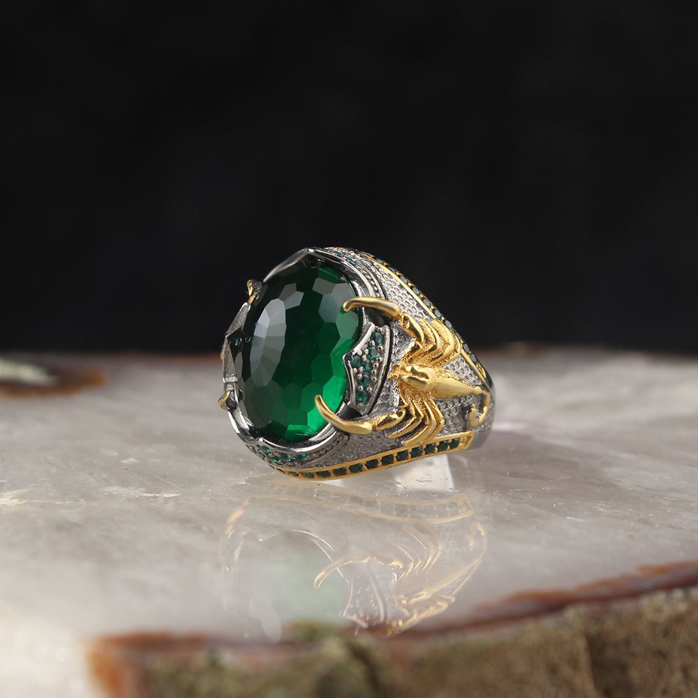 Rhodium Plated Scorpion Zircon Stone-set 925 K Silver Men's Ring