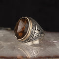 Smoky Quartz Taşlı 925 Ayar Gümüş Erkek Yüzük