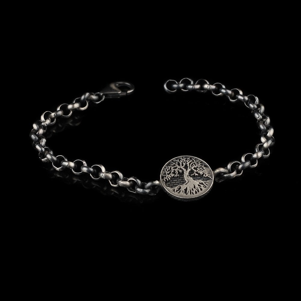 Hayat Tree Simgeli 925 K Men's Silver Bracelet