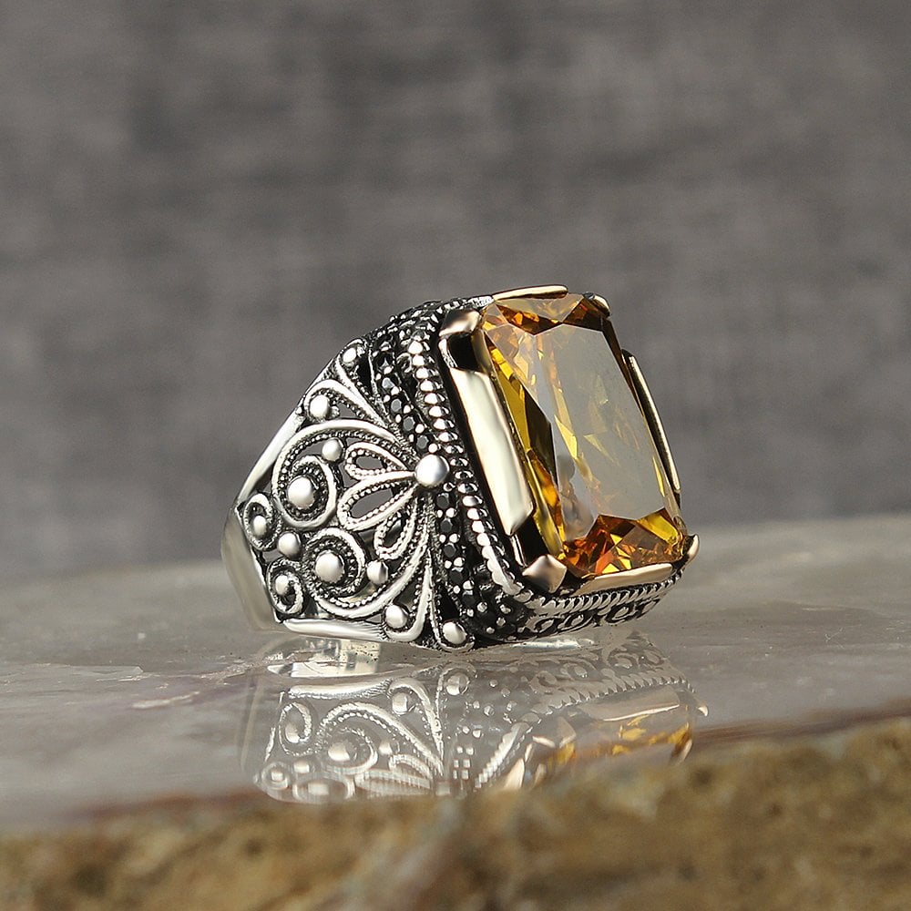 Sitrin Stone-set 925 K Silver Men's Ring