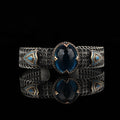 Blue Topaz Taşlı Örgü Model 925 Ayar Erkek Gümüş Bileklik