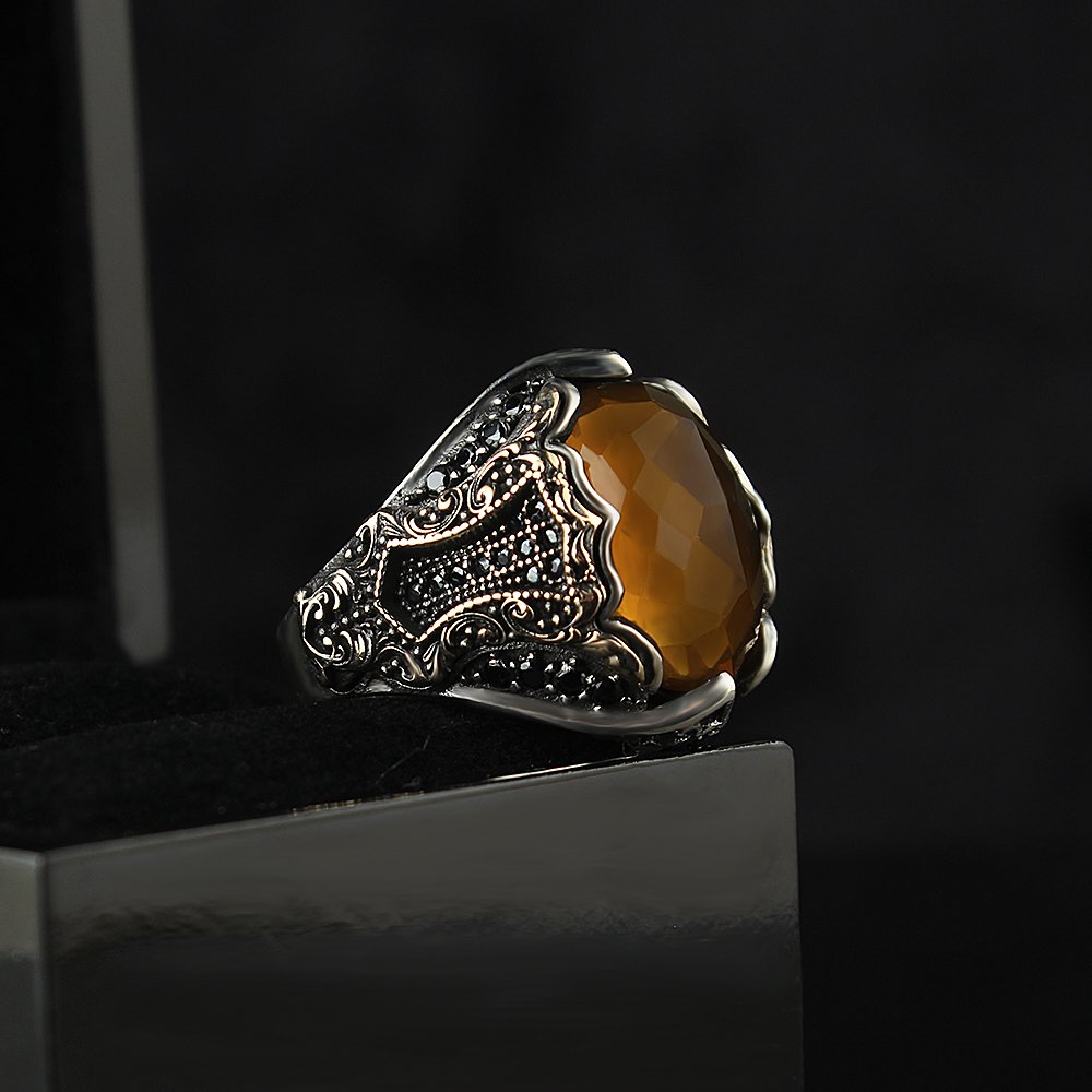 Quartz Stone-set 925 K Silver Men's Ring