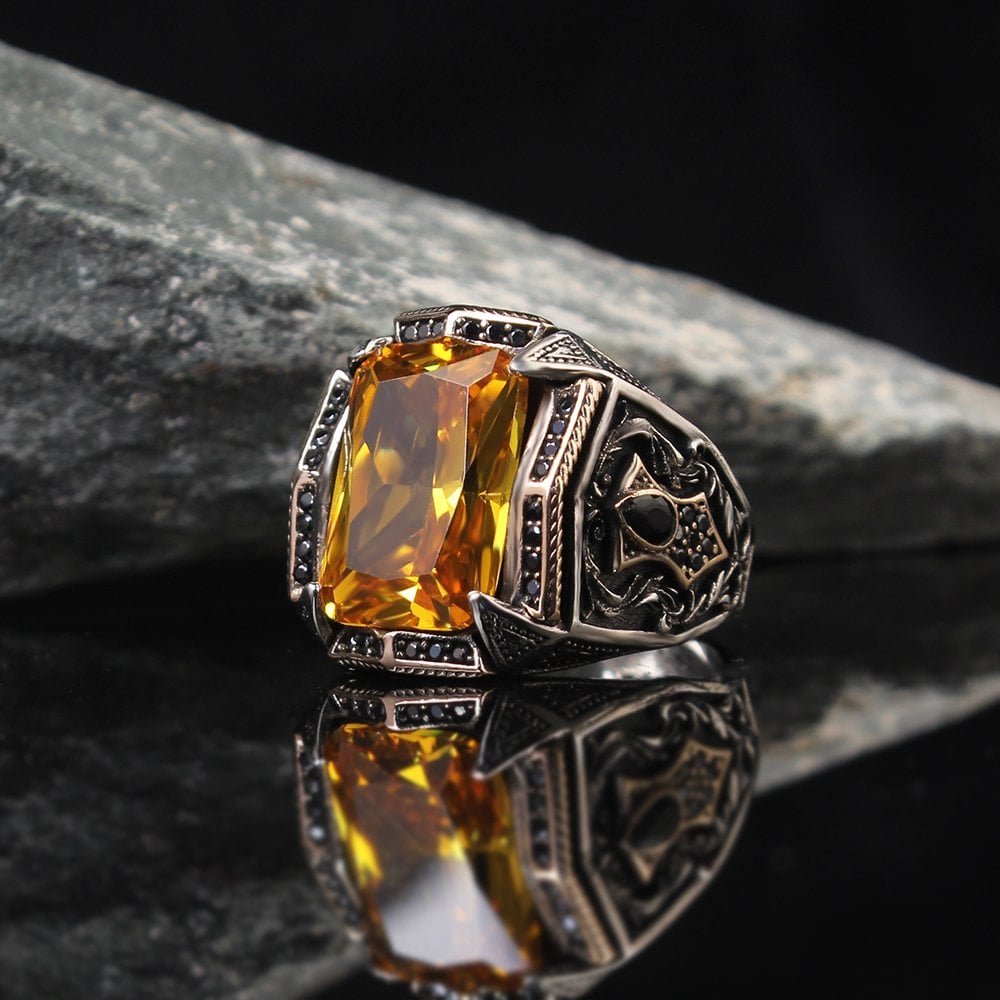 Sitrin Stone-set 925 K Silver Men's Ring