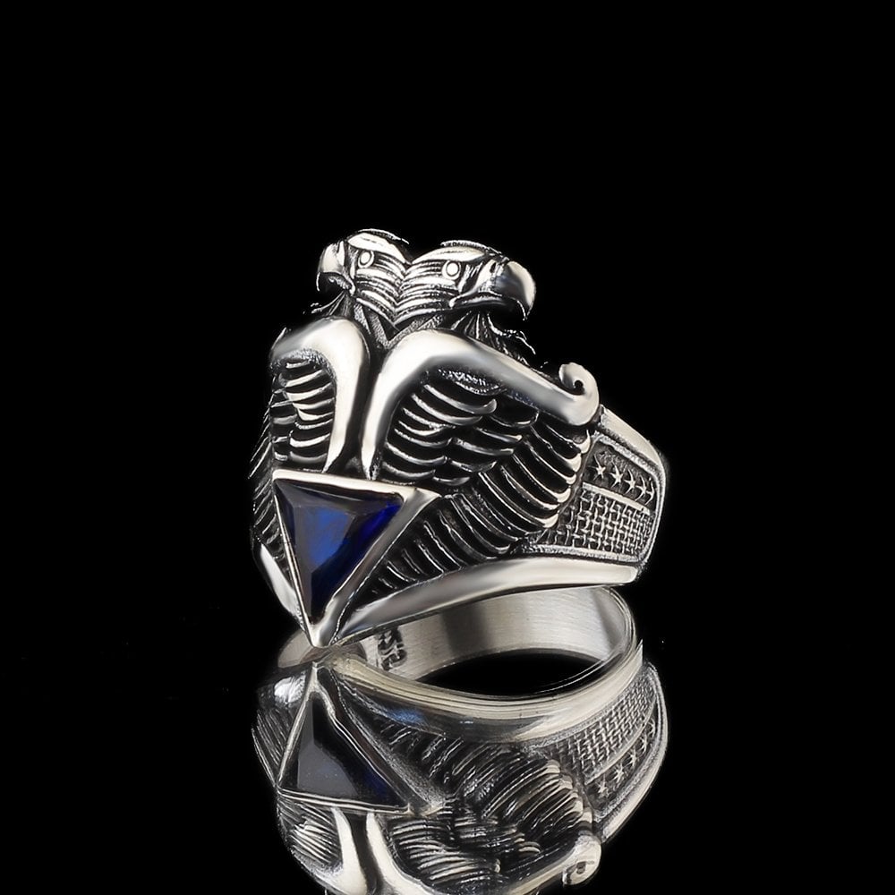 Double-Headed Eagle 925 K Silver Men's Ring