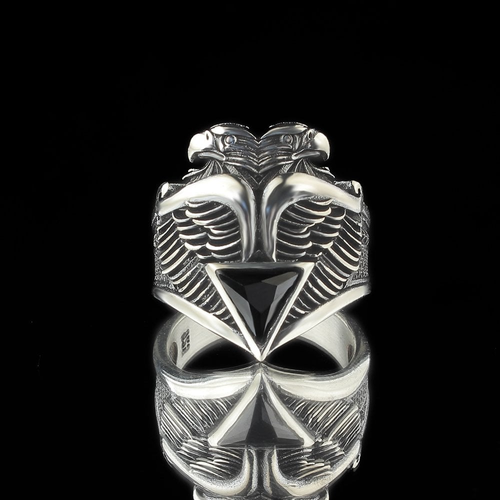 Double-Headed Eagle 925 K Silver Men's Ring
