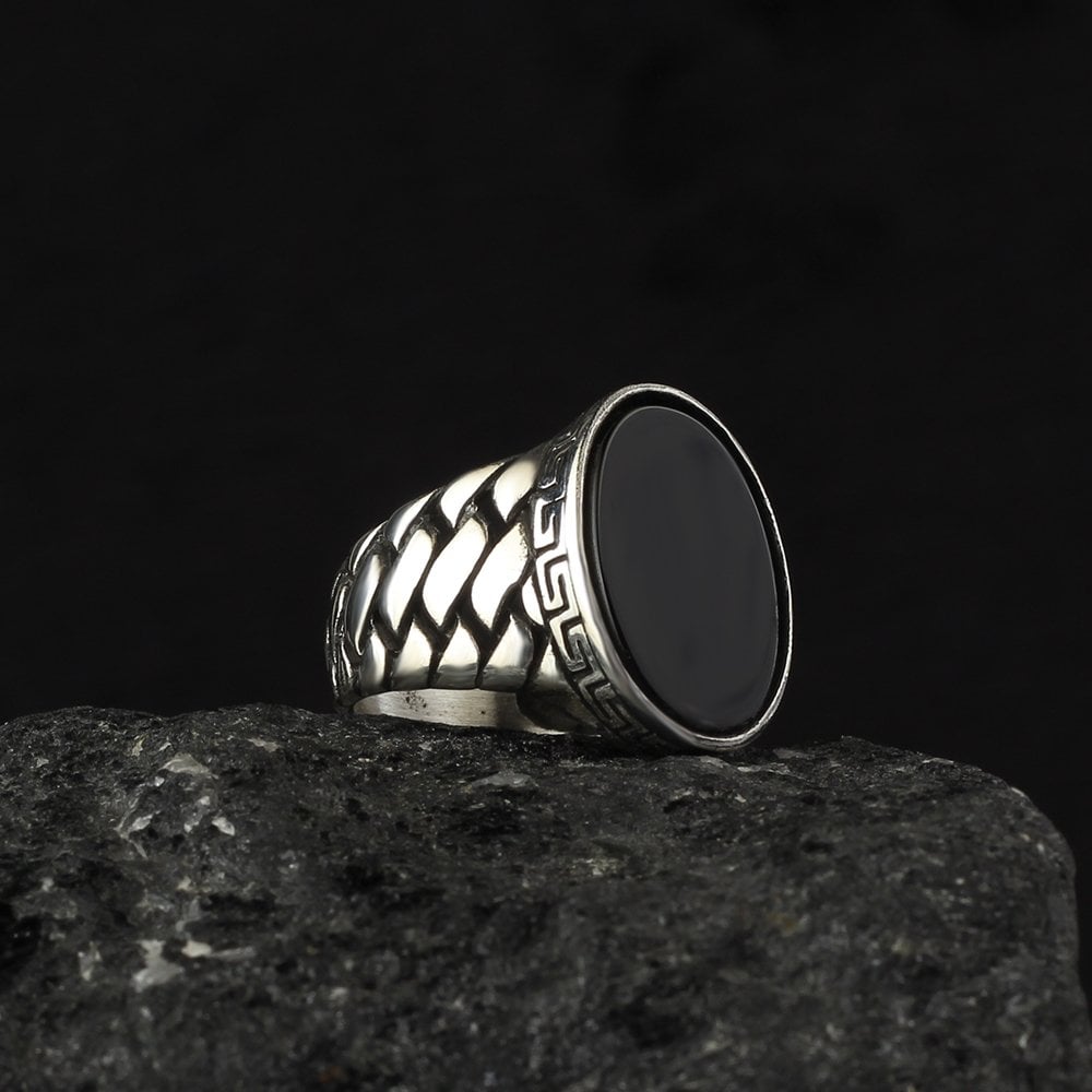 Onyx Stone-set 925 K Men's Silver Ring