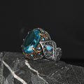 925 Ayar Erkek Gümüş Blue Topaz Taşlı Yüzük