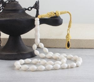 Gümüş Kazaz Püsküllü Deve Kemiği Tesbih