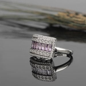 Baget Taşlı Gümüş Kadın Yüzük