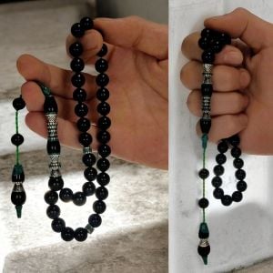 Usta İşçilikli Nakkaş İmame Bilardo Topu İşlemeli Oltu Tesbih