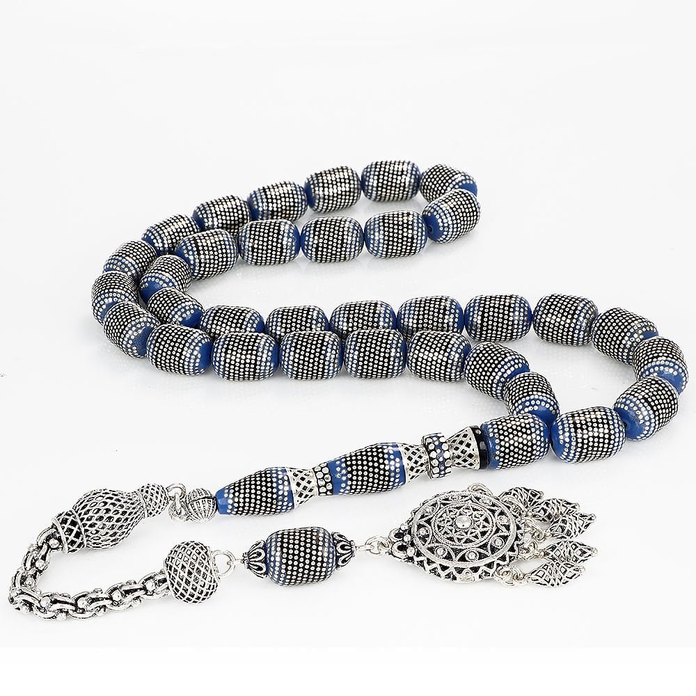 Usta İşçilikli 13500 Adet Gümüş Çakımlı Oltu Taşı Tesbih