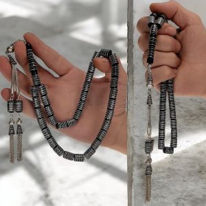 Usta İşçilikli Kesme Model Gümüş İşleme Oltu Tesbih