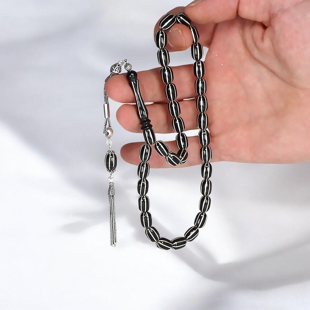 8'li İnce  Karpuz Dilim Usta İşi Oltu Tesbih