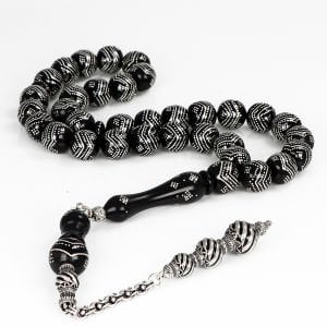 Gümüş İşlemeli Gümüş Püsküllü Kuka Tesbih