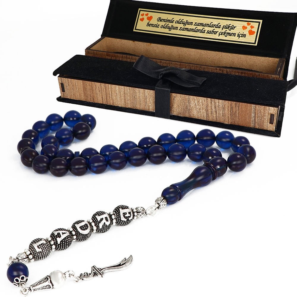 Kişiye Özel Gümüş İsim Yazılı Kutulu Kehribar Tesbih