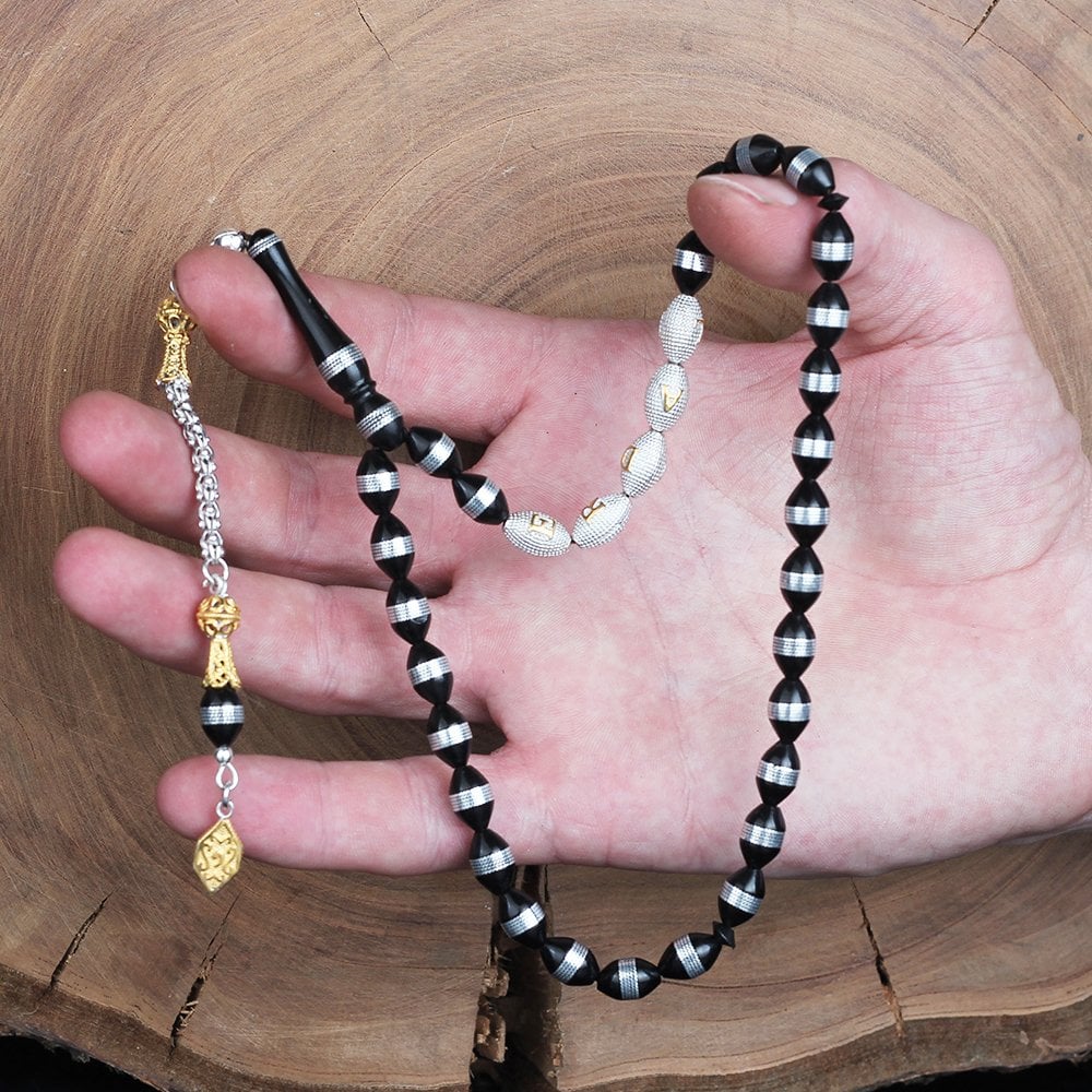 Rodaj Kaplama Gümüş Püskül ve İsim Yazılı Kuka Tesbih