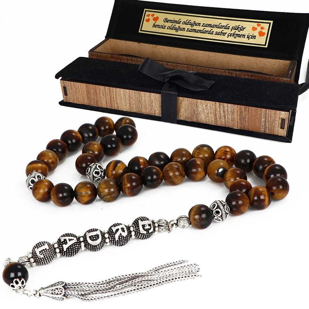 Kişiye Özel Gümüş İsim Yazılı  Kaplangözü Taşlı Tesbih