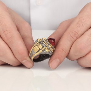 Ayasofya Temalı Rodaj Kaplamalı 925 Ayar Erkek Gümüş Yüzük
