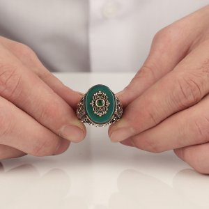 Akik Taşlı 925 Ayar Gümüş Erkek Yüzük
