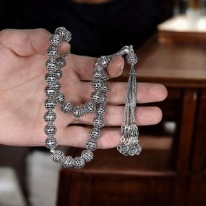 ''Telkari Sanatıyla 925 Ayar Gümüş Tesbih