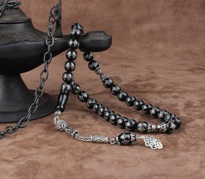 Gümüş  Püsküllü Gümüş İşleme Oltu Tesbih