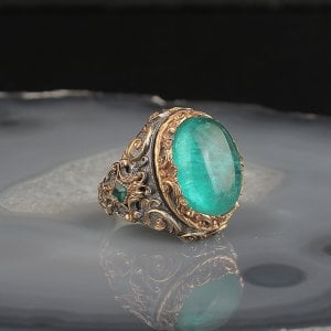 Paraiba Taşlı Rodaj Kaplama 925 Ayar Gümüş Yüzük
