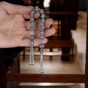 Telkari İşlemeli Zaza Model 925 Ayar Gümüş Tesbih