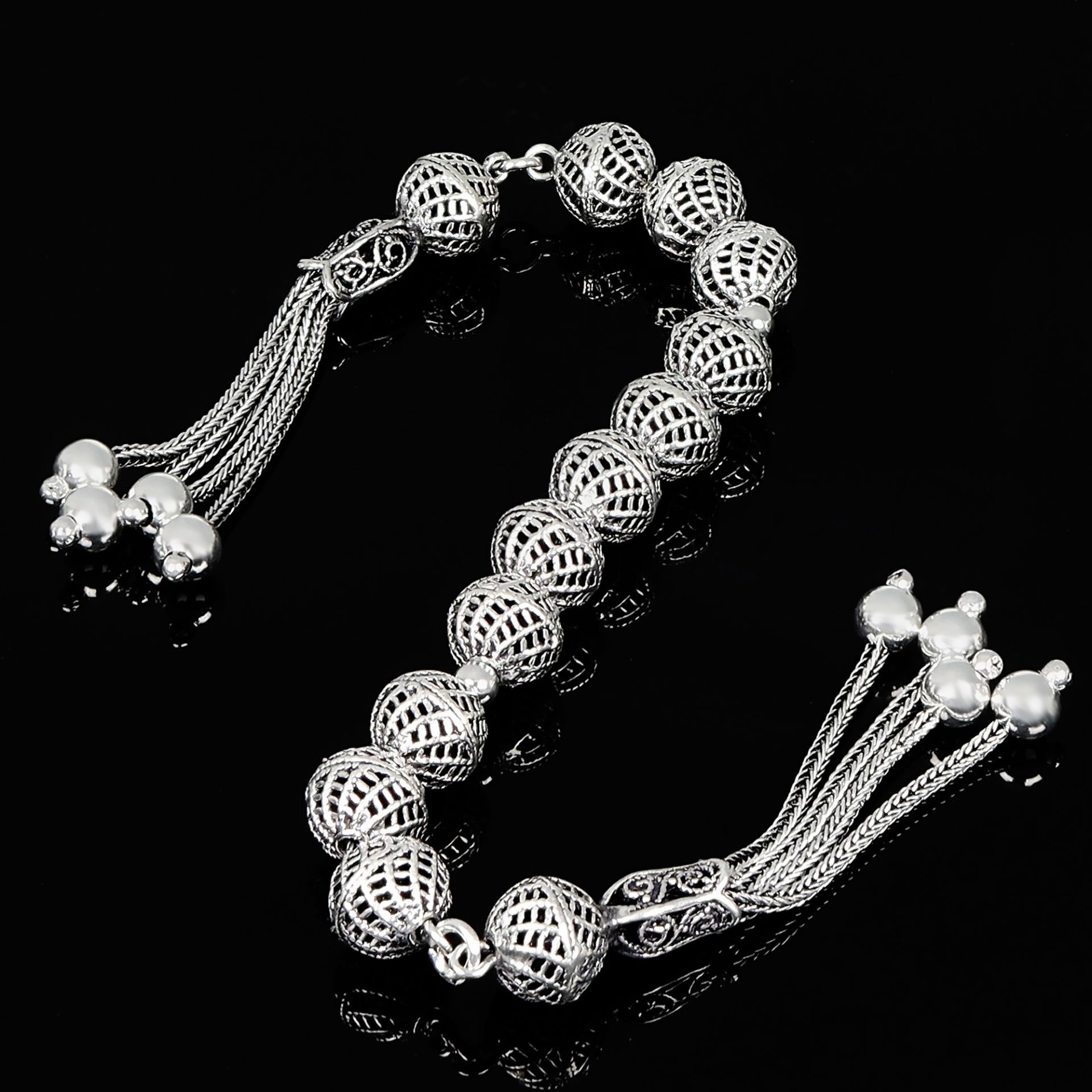 Telkari İşlemeli Zaza Model 925 Ayar Gümüş Tesbih