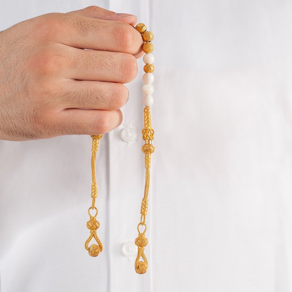 İsim Yazılı Gümüş Üzeri Altın KaplamaDeve Kemiği Tesbih