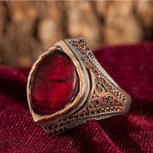 Kırmızı Paraiba Taşlı 925 Ayar Erkek Yüzük