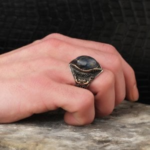 Pietersite Doğal Taşlı 925 Ayar Erkek Gümüş Yüzük