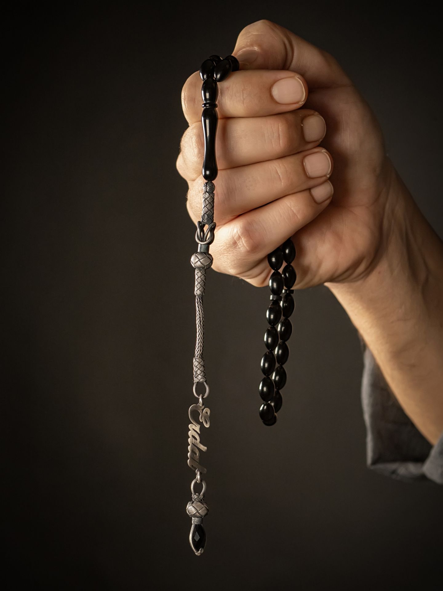 Kişiye Özel Gümüş İsim Yazılı Kutulu  Kehribar Tesbih