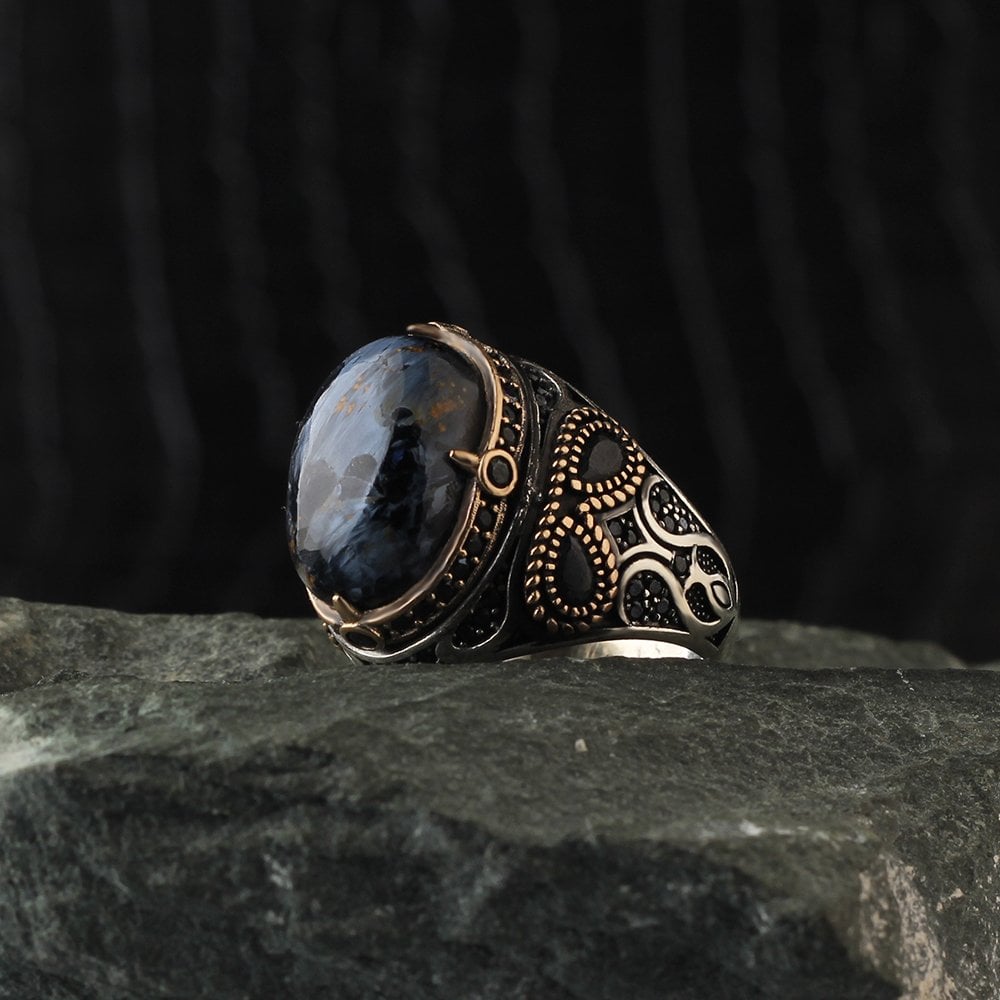 Pietersite Taşlı 925 Ayar Erkek Gümüş Yüzük