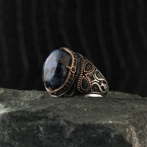 Pietersite Taşlı 925 Ayar Erkek Gümüş Yüzük