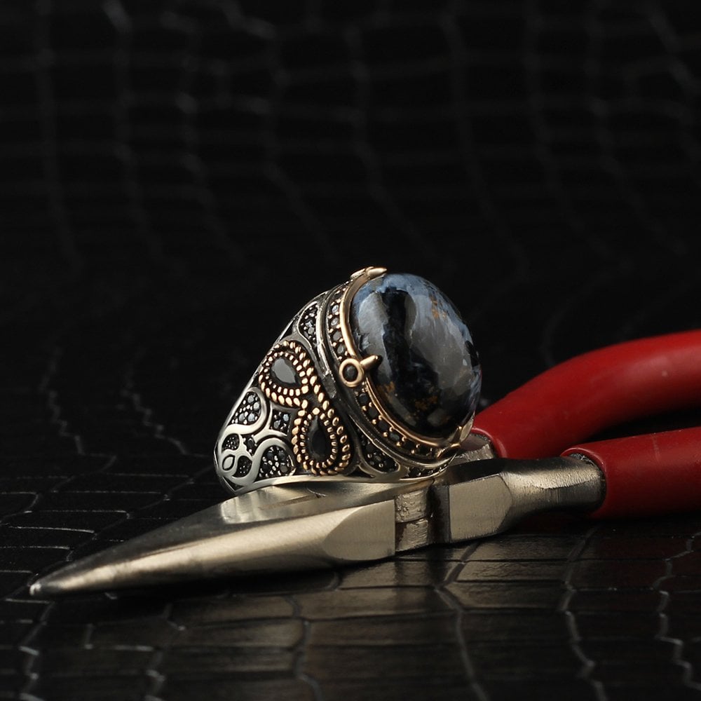 Pietersite Taşlı 925 Ayar Erkek Gümüş Yüzük