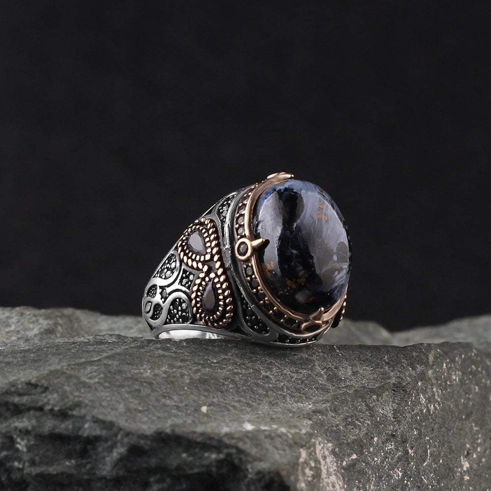 Pietersite Taşlı 925 Ayar Erkek Gümüş Yüzük