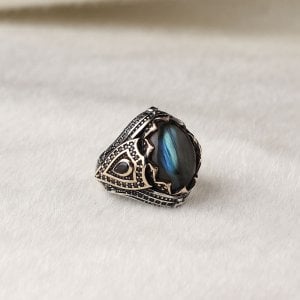 Labradorite Taşlı 925 Ayar Erkek Gümüş Yüzük