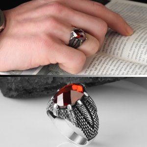Pençe Model Zirkon Taşlı 925 Ayar Erkek Gümüş Yüzük
