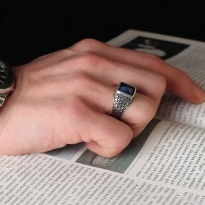 Sade Model Zirkon Taşlı 925 Ayar Erkek Gümüş Yüzük