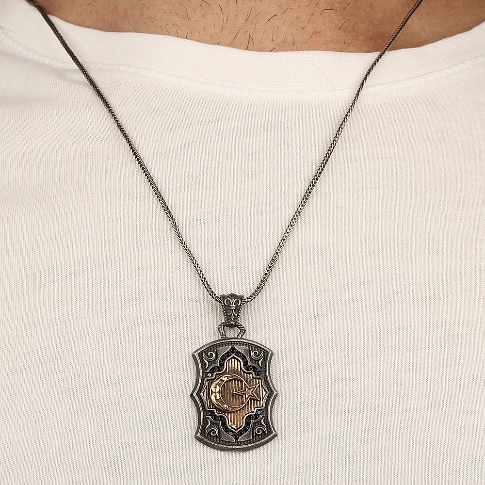 Ayyıldız Model 925 Ayar Gümüş Erkek Kolye