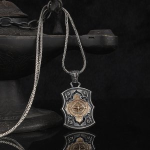 Pusula Model 925 Ayar Gümüş Erkek Kolye