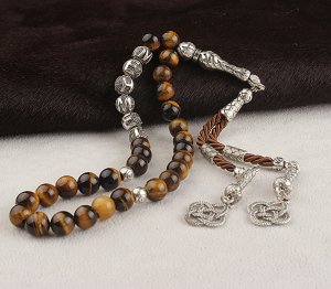 Gümüş İsim Yazılı Metal Püsküllü Kaplangözü Tesbih