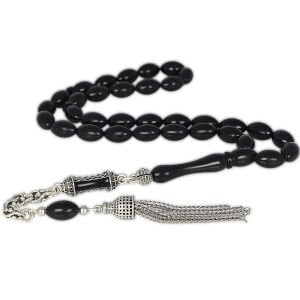 Siyah Renk Sıkma Kehribar Tesbih