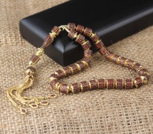 Zirkon Taşlı Gümüş İmameli 925 Ayar Gümüş Tesbih