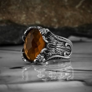 Aslan Model Zirkon Taşlı 925 Ayar Erkek Gümüş Yüzük
