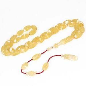 Sistem Püsküllü  Kalem İşlemeli Damla Kehribar  Tesbih