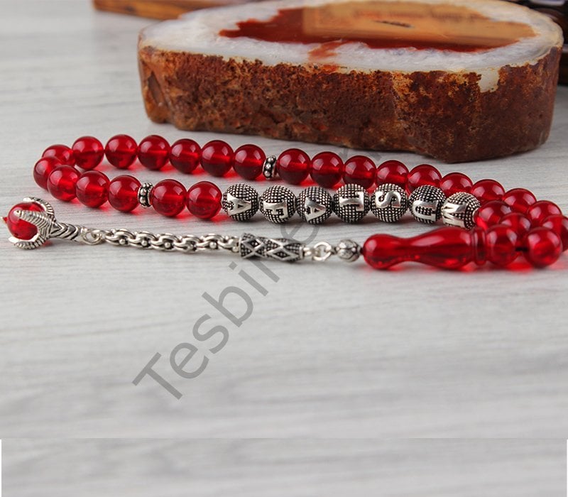 İsim Yazılı Kehribar Tesbih ve Ahşap Kutu