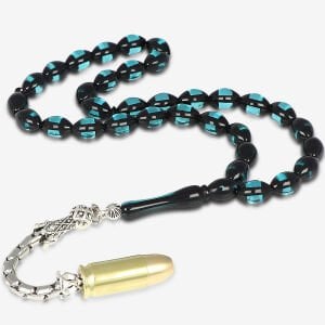 Kurşun Püsküllü Sürmeli Kehribar Tesbih